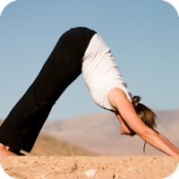 image of woman doing yoga.